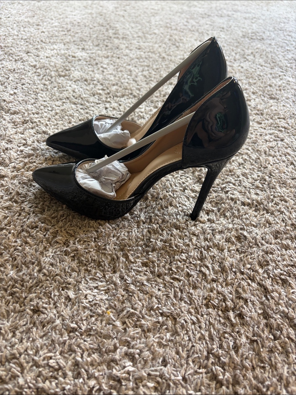Fashion Nova Black Patent D'Orsay Pointed Toe Stilettto Heels